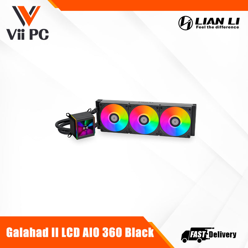 Lian Li Galahad II LCD AIO 360 ARGB CPU Liquid Cooler Black/White - 5 yrs  Wty (2yrs for Fan)