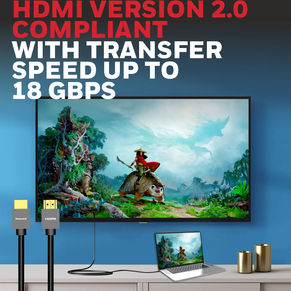 Honeywell HDMI 2/3/5/10 Mtr with Ethernet – 2.0 Compliant Slim Platinum Series/3 Years Warranty