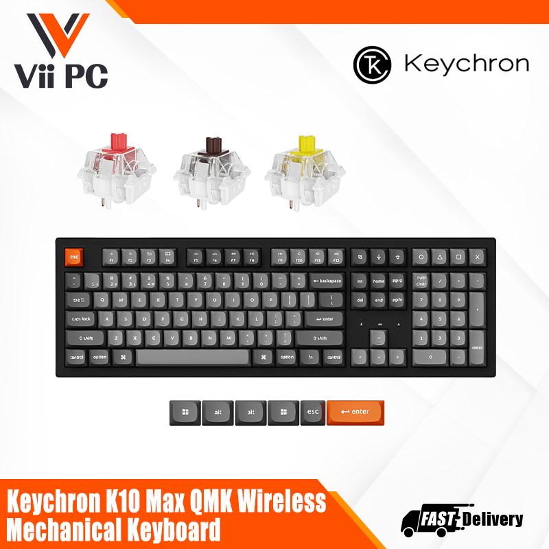 Keychron K10 Max QMK Wireless Mechanical Keyboard - Keychron Super (Red/Brown/Banana)