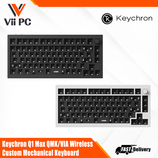 Keychron Q1 Max QMK/VIA Wireless Custom Mechanical Keyboard Barebone Knob - Black/White