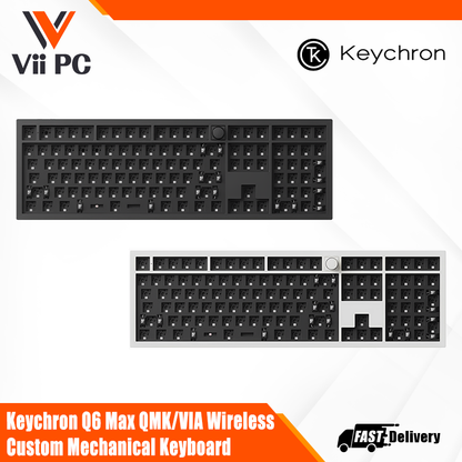 Keychron Q6 Max QMK/VIA Wireless Custom Mechanical Keyboard Barebone Knob - Black/White