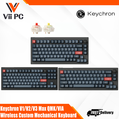 Keychron V1/V2/V3 Max QMK/VIA Wireless Custom Mechanical Keyboard - Switch (Red/Banana)