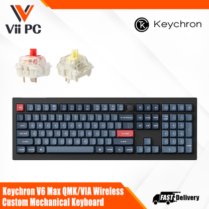 Keychron V6 Max QMK/VIA Wireless Custom Mechanical Keyboard - Switches Gateron Jupiter (Red/Banana)