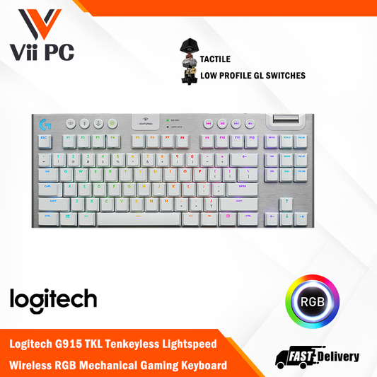 LOGITECH G915 TKL WHITE WIRELESS MECHANICAL GAMING KEYBOARD