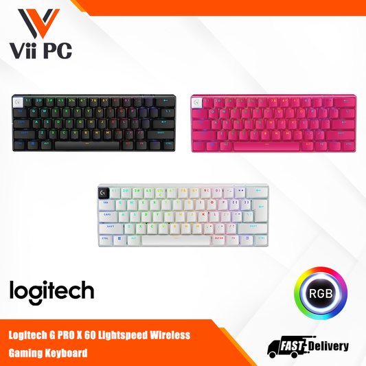 LOGITECH PRO X 60 LIGHTSPEED WIRELESS GAMING KEYBOARD - BLACK, WHITE, MAGENTA (GX-BROWN) 2Y