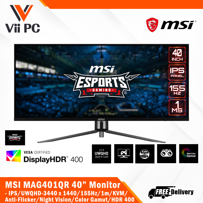 MSI MAG401QR 40" IPS UWQHD 3440 x 1440 155HZ 1MS HDR400 KVM Gaming Monitor