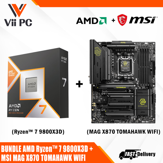 MSI MAG X870 TOMAHAWK WIFI AM5 ATX Motherboard + AMD Ryzen™ 7 9800X3D Desktop Processor BUNDLE