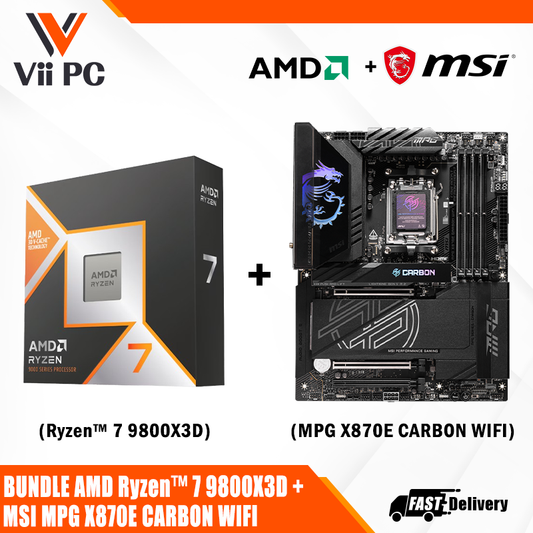 MSI MPG X870E CARBON WIFI AM5 ATX Motherboard + AMD Ryzen™ 7 9800X3D Desktop Processor BUNDLE