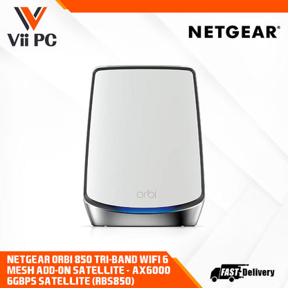 NETGEAR Orbi 850 Tri-Band WiFi 6 Mesh Add-on Satellite - AX6000 6Gbps Satellite (RBS850) Only