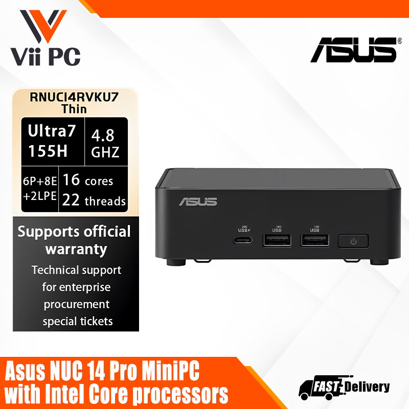 ASUS NUC 14 Pro MiniPC Barebones – Compact Host with Intel Core Ultra Processors (RNUC14RVKU5/RNUC14RVKU7)