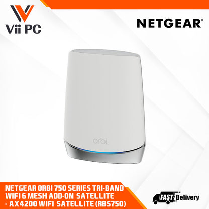 NETGEAR Orbi 750 Series Tri-band WiFi 6 Mesh Add-on Satellite, 4.2Gbps - AX4200 WiFi (RBS750) Satellite Only