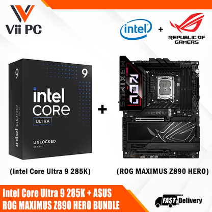 ASUS ROG MAXIMUS Z890 HERO GAMING WIFI AM5 ATX Motherboard + Intel® Core™ Ultra 9 Processor 285K BUNDLE