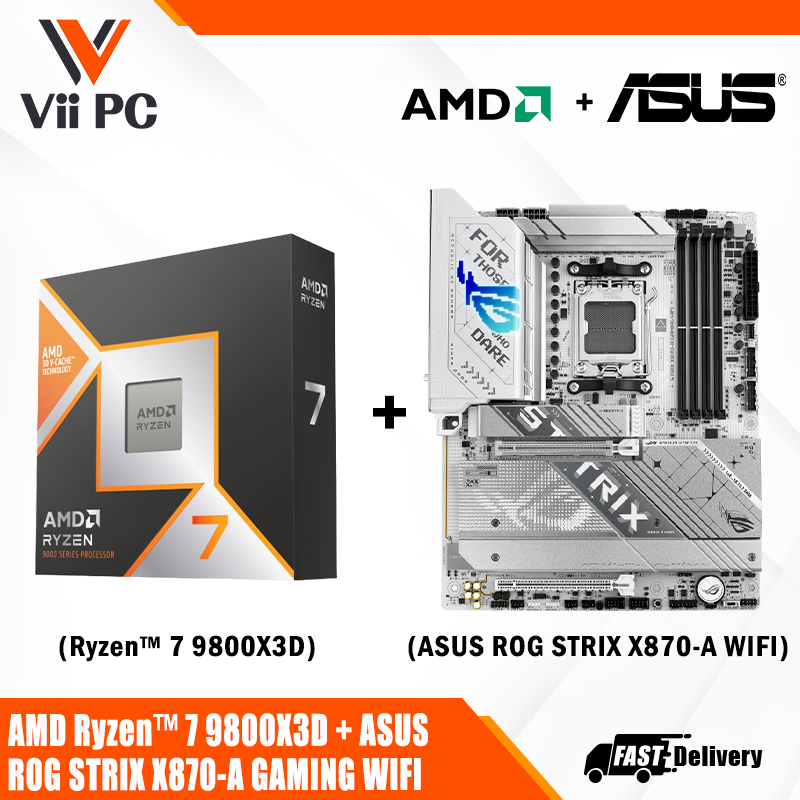 ASUS ROG STRIX X870-A GAMING WIFI AM5 ATX Motherboard + AMD Ryzen™ 7 9800X3D Desktop Processor BUNDLE