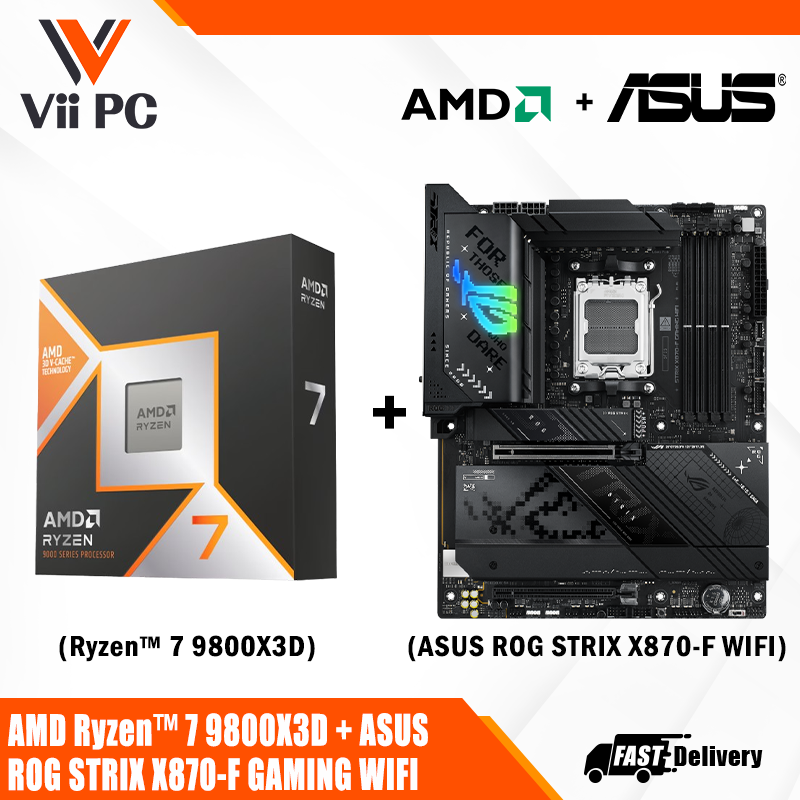 ASUS ROG STRIX X870-F GAMING WIFI AM5 ATX Motherboard + AMD Ryzen™ 7 9800X3D Desktop Processor BUNDLE