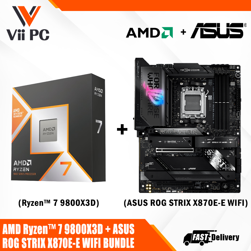 ASUS ROG STRIX X870E-E GAMING WIFI AM5 ATX Motherboard + AMD Ryzen™ 7 9800X3D Desktop Processor BUNDLE