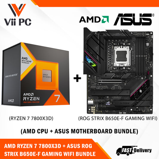 ASUS ROG STRIX B650E-F GAMING WIFI AM5 ATX Motherboard + AMD Ryzen 7 7800X3D (AM5) Processor BUNDLE