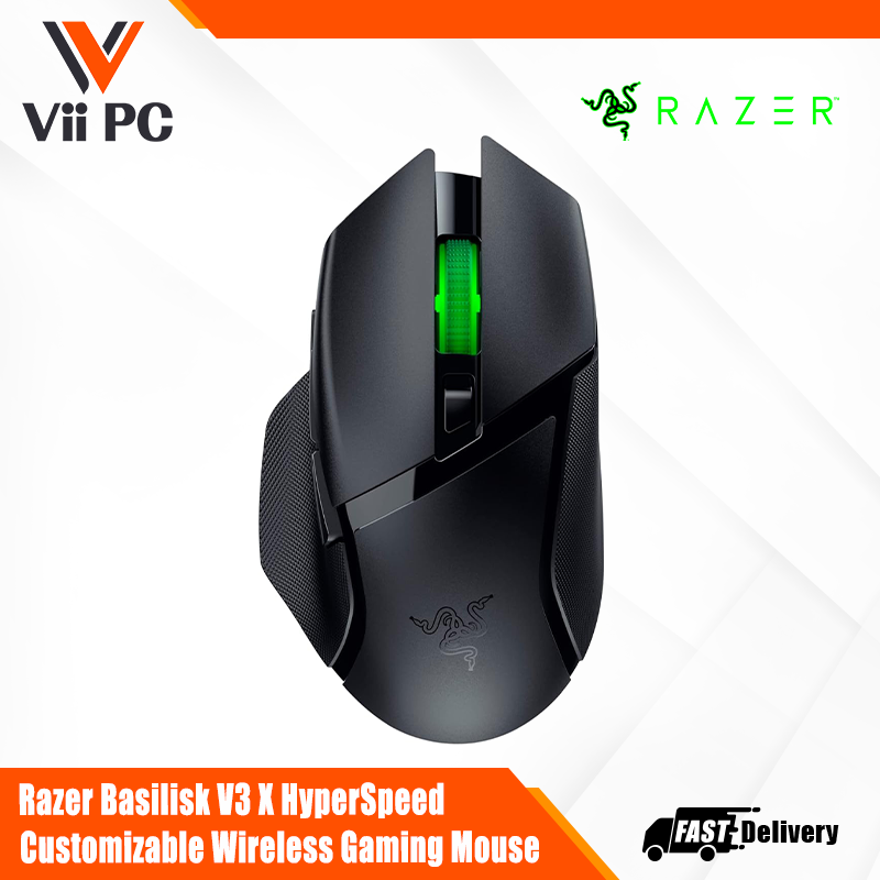 Razer Basilisk V3 X HyperSpeed Customizable Wireless Gaming Mouse with RGB Lighting - Black