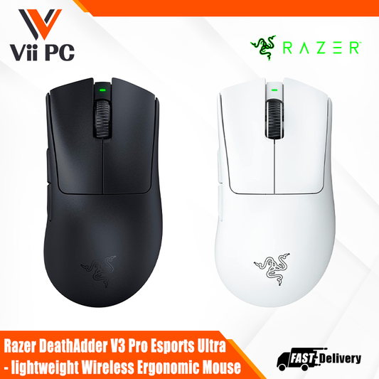 Razer DeathAdder V3 Pro - Classic Base - 1000 Hz Ultra-lightweight Wireless Ergonomic Esports Mouse - Black/White