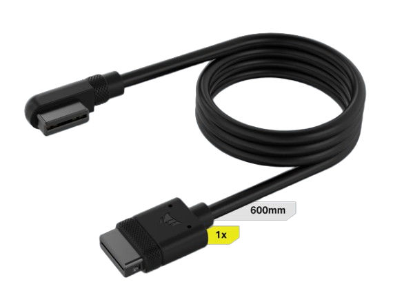 CORSAIR iCUE LINK Slim Cable (600mm / 2x 200mm), 90° Connectors - Black