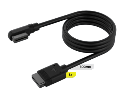 CORSAIR iCUE LINK Slim Cable (600mm / 2x 200mm), 90° Connectors - Black