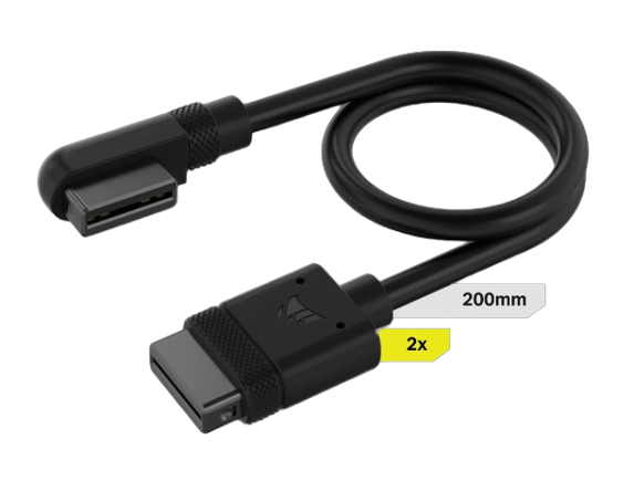 CORSAIR iCUE LINK Slim Cable (600mm / 2x 200mm), 90° Connectors - Black