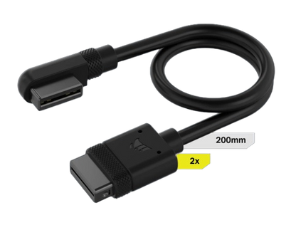 CORSAIR iCUE LINK Slim Cable (600mm / 2x 200mm), 90° Connectors - Black