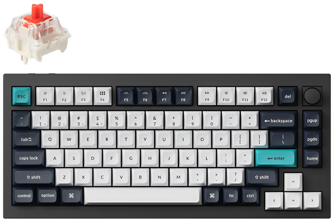 Keychron Q1 Max QMK/VIA Wireless Custom Mechanical Keyboard - Color (Black/White) - Switch (Red/Brown/Banana)