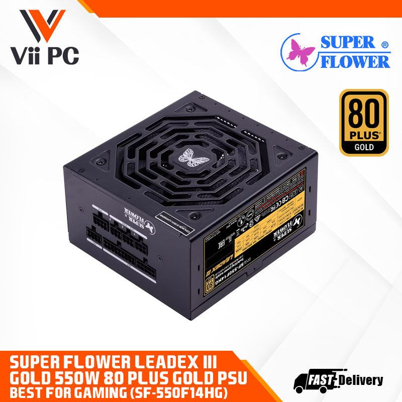 Super Flower Leadex III Gold 550W 80 Plus® Gold Full Modular Power Supply (SF-550F14HG) - Perfect For Professional & High Performance Gaming System (10 Year Warranty)