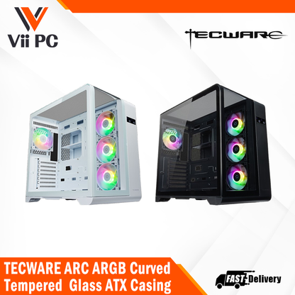 TECWARE ARC ARGB Curved Tempered Glass ATX Casing with CPU & GPU Temperature Display