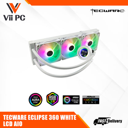 TECWARE ECLIPSE 360 LCD AIO Liquid CPU Cooler Black/White