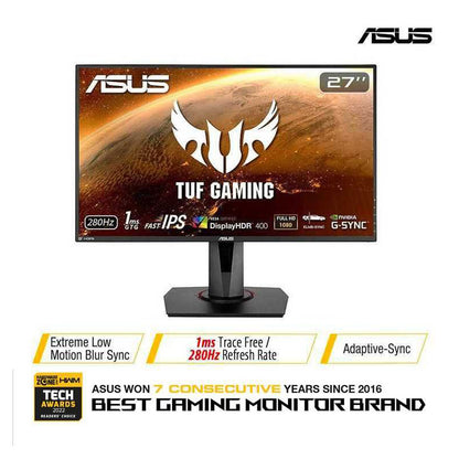 ASUS TUF Gaming VG279QM HDR Gaming Monitor - 27" FHD (1920x1080), Fast IPS, Overclockable 280Hz (Above 240Hz, 144Hz), 1ms (GTG), ELMB SYNC, G-SYNC Compatible, DisplayHDR™ 400