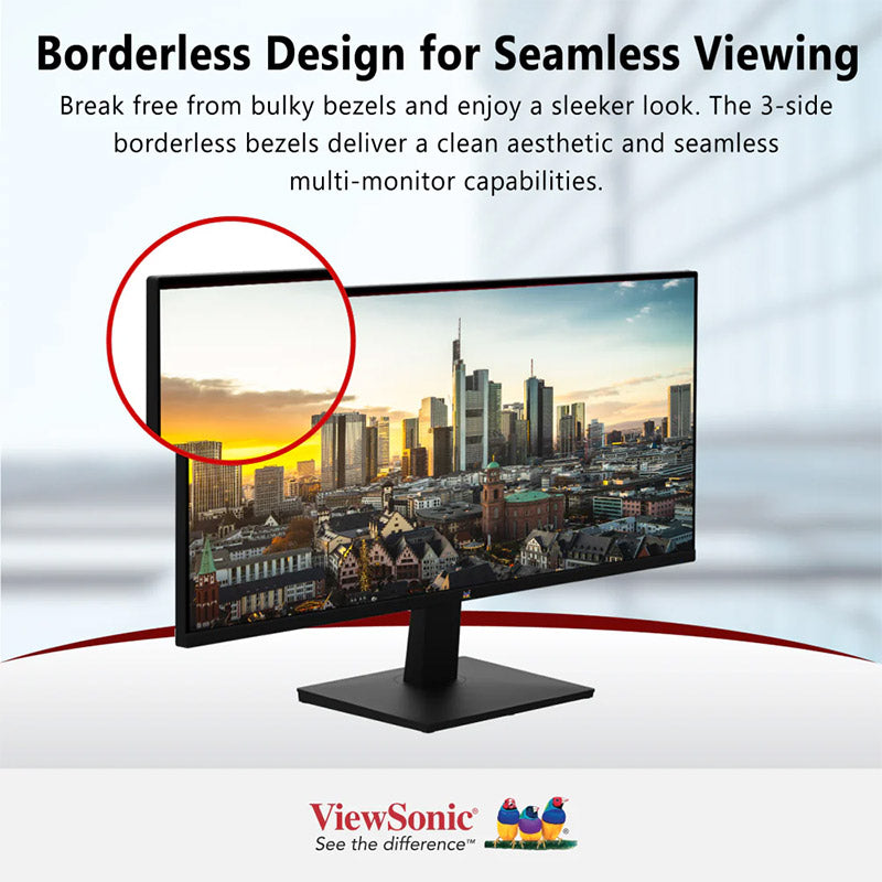 ViewSonic VA2932-MHD 29" WFHD IPS Monitor with Frameless Design, 75Hz Refresh rate, Flicker-Free & Blue Light Filter, for Home and Office Use