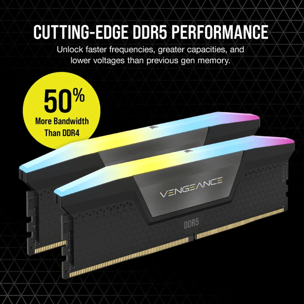 CORSAIR VENGEANCE RGB 32GB(2x16GB) / 64GB(2x32GB) DDR5 DRAM 6400Mhz CL32 Memory Kit - Black