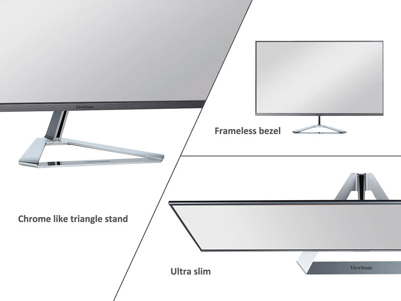 ViewSonic VX3276-2K-MHD 32" WQHD (2560x1440), SuperClear® IPS, QHD Monitor with Frameless bezel, Dual integrated speakers, HDMI DisplayPort and Mini DisplayPort, Silver