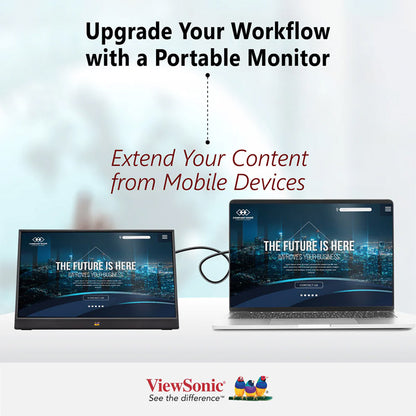 ViewSonic VA1655 15.6" 1080p Portable IPS Monitor with Mobile Ergonomics, USB-C, and HDMI for Home and Office - Plastic/Metal frame