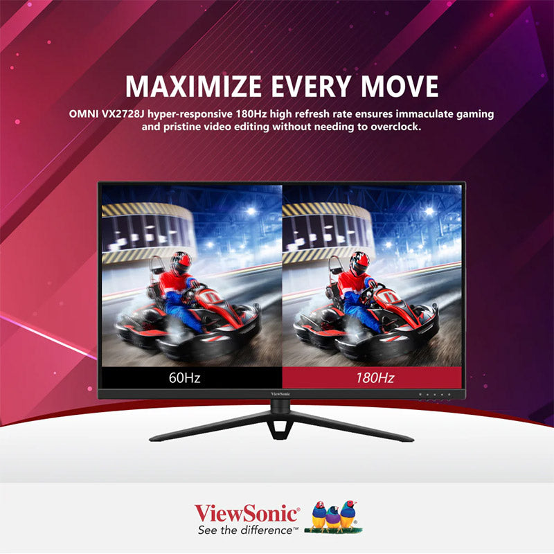 ViewSonic VX2728J 27” FHD, 0.5ms, 180Hz, Fast IPS HDR10, AMD FreeSync Premium, VESA Adaptive Sync and clearMR, Full Ergonomic Gaming Monitor