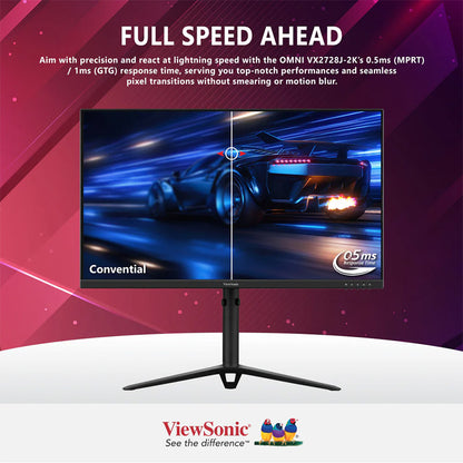 ViewSonic VX2728J 27” FHD, 0.5ms, 180Hz, Fast IPS HDR10, AMD FreeSync Premium, VESA Adaptive Sync and clearMR, Full Ergonomic Gaming Monitor