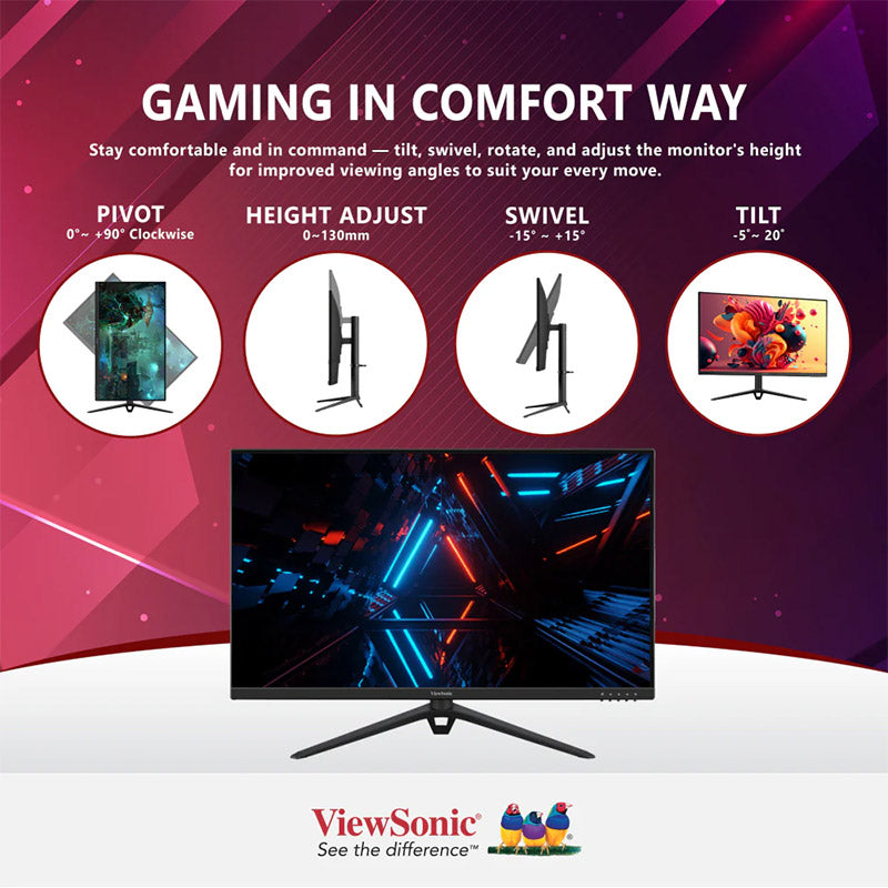 ViewSonic VX2728J 27” FHD, 0.5ms, 180Hz, Fast IPS HDR10, AMD FreeSync Premium, VESA Adaptive Sync and clearMR, Full Ergonomic Gaming Monitor