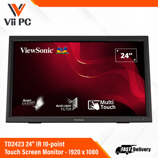 Viewsonic TD2423 24" Full HD 1080p IPS Panel Display, 10-point Multi touch, Frameless, HDMI,VGA & DVI, VESA mount (For retail, education, or enterprise use)