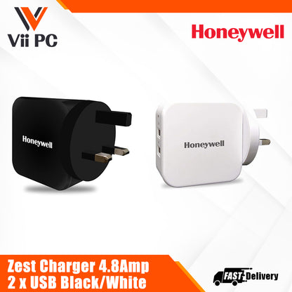 Honeywell Honeywell Zest Charger 24W/4.8Amp/2 x USB/Value Series/3 Years Warranty - BLACK/WHITE