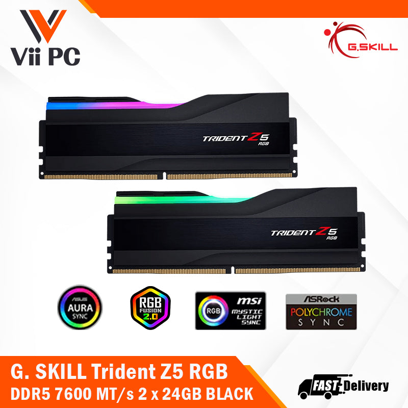 G.SKILL Trident Z5 RGB BLACK/WHITE RAM DDR5 7600MT/s, 48GB (2x24GB), 38-48-48-121, Intel XMP 3.0 Ready