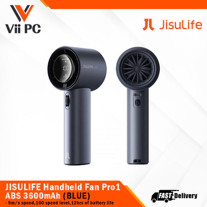 JISULIFE Handheld Fan Pro1 ABS 3600mAh(FA53) WHITE/PINK/BLUE/GREEN 9m/s wind speed, 100-speed level, 12 hours of Powerful Battery Life