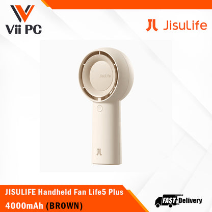 JISULIFE Handheld Fan Life5 Plus 4000mAh/6000mAh (Brown/White/Green/Black) 5 gear turbo wind, 40db noise level, 4.8 m/s, 3hr full recharge, 1 Yr Wty