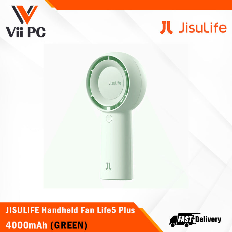 JISULIFE Handheld Fan Life5 Plus 4000mAh/6000mAh (Brown/White/Green/Black) 5 gear turbo wind, 40db noise level, 4.8 m/s, 3hr full recharge, 1 Yr Wty