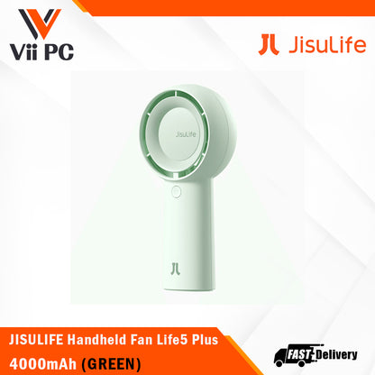 JISULIFE Handheld Fan Life5 Plus 4000mAh/6000mAh (Brown/White/Green/Black) 5 gear turbo wind, 40db noise level, 4.8 m/s, 3hr full recharge, 1 Yr Wty