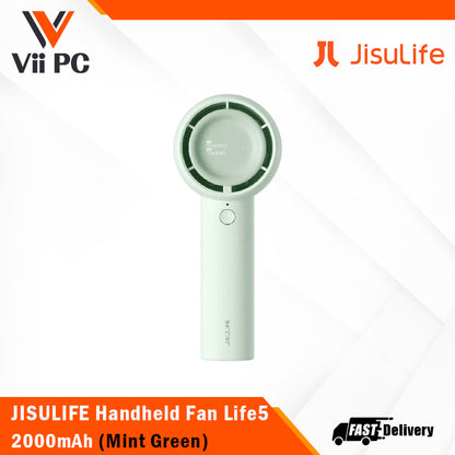 JisuLife Handheld Fan Life5 2000mAh Mini Portable Fan Strong Wind (Earth Brown/Ice White/Mint Green)