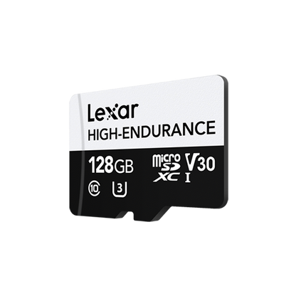 Lexar High-Endurance microSDHC/microSDXC UHS-I(U1/U3) Memory Card 32GB or 64GB or 128GB Up to 100MB/s READ, Up to 45MB/s or 35MB/s or 30MB/s WRITE, 4K(Fast Video Capture), 1080P FULL-HD, 24/7 video monitoring, High Durability