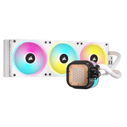 CORSAIR iCUE LINK H150i RGB BLACK/WHITE Liquid CPU Cooler - QX120 RGB Fans, 360mm Radiator