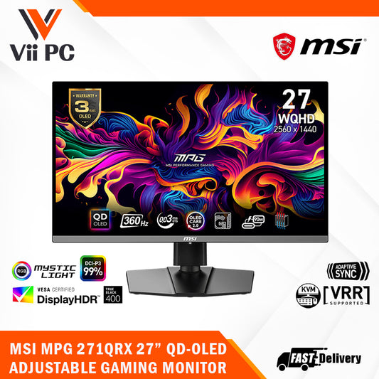 MSI MPG 271QRX 27" QD-OLED WQHD (2560x1440) / 360Hz / 0.03ms(GTG) / HDR TrueBlack400 / TypeC (90W) / 2xTypeA / 1xType B / KVM / Adjustable Gaming Monitor