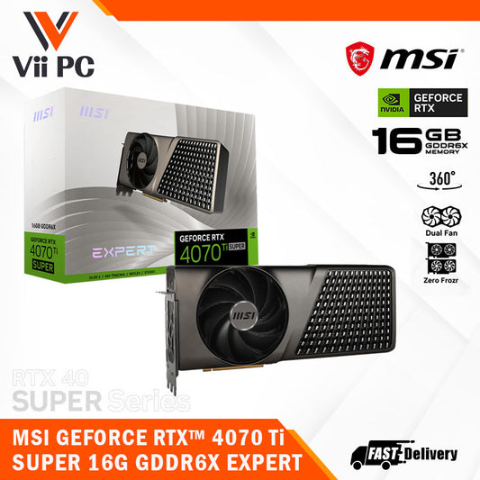 MSI GeForce RTX 4070 Ti SUPER 16GB GDDR6X EXPERT - PCIe 4.0/256-bit/DisplayPort 1.4a/HDMI 2.1a/16-pin x1/OpenGL4.6 Graphics Cards